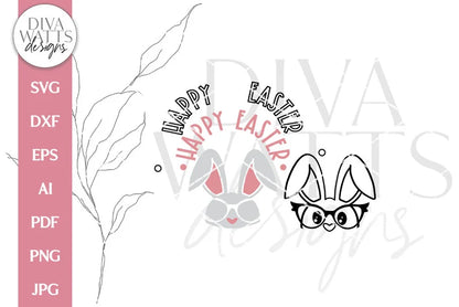 Happy Easter SVG | Spring Bunny With Glasses Design