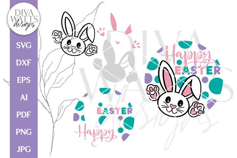 Happy Easter SVG | Spring Bunny Design for Door Hanger