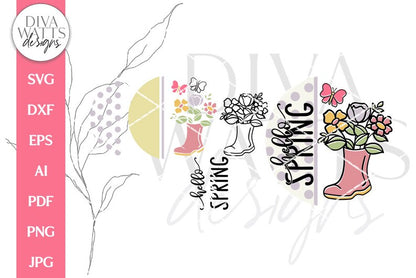 Hello Spring SVG | Floral Boots Spring Time Design