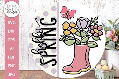 Hello Spring SVG | Floral Boots Spring Time Design
