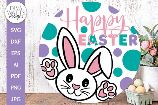 Happy Easter SVG | Spring Bunny Design for Door Hanger