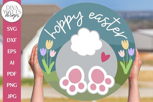 Hoppy Easter SVG | Easter Bunny Butt Door Hanger Design
