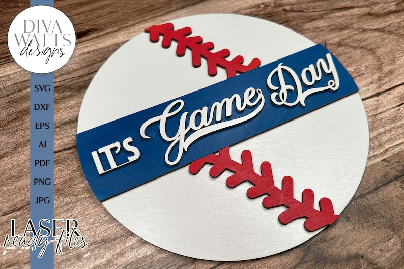 It's Game Day LASER SVG | Baseball Door Hanger Design | Glowforge Laser File