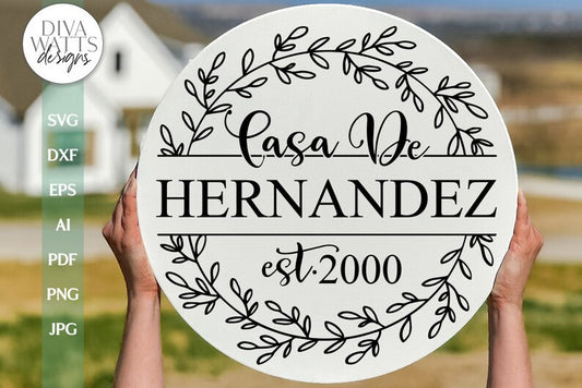 Casa De Family Monogram Wreath SVG | Spanish Door Hanger Design