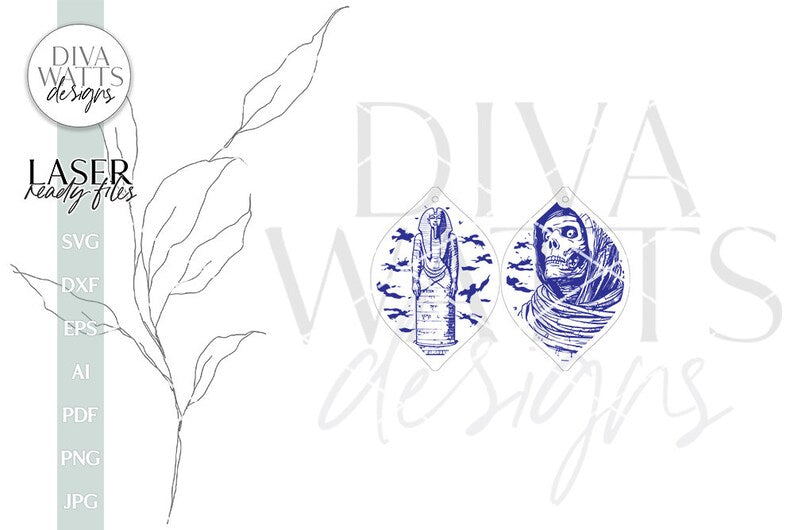 Egyptian Mummy & Tomb Glowforge Earrings SVG Halloween Mummy Earrings SVG Tomb Earrings SVG Eqyptian Mummy Laser Earrings Glowforge Earrings
