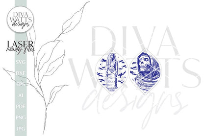 Egyptian Mummy & Tomb Glowforge Earrings SVG Halloween Mummy Earrings SVG Tomb Earrings SVG Eqyptian Mummy Laser Earrings Glowforge Earrings