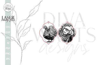 Turkey Earrings SVG For Laser Fall Earrings Realistic Turkey Glowforge Earrings SVG For Laser Turkey Earrings SVG Autumn Earrings svg