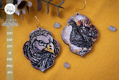 Turkey Earrings SVG For Laser Fall Earrings Realistic Turkey Glowforge Earrings SVG For Laser Turkey Earrings SVG Autumn Earrings svg