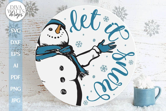 Let It Snow SVG For Door Hanger For Winter Welcome SVG Snowman SVG Door Hanger Winter Sign svg Let It Snow Sign svg for Winter Front door