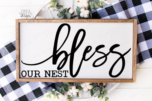 SVG | Bless Our Nest | Cutting File | Farmhouse  Sign | Vinyl Stencil HTV | png eps jpg pdf | Welcome | Home | Rustic Script