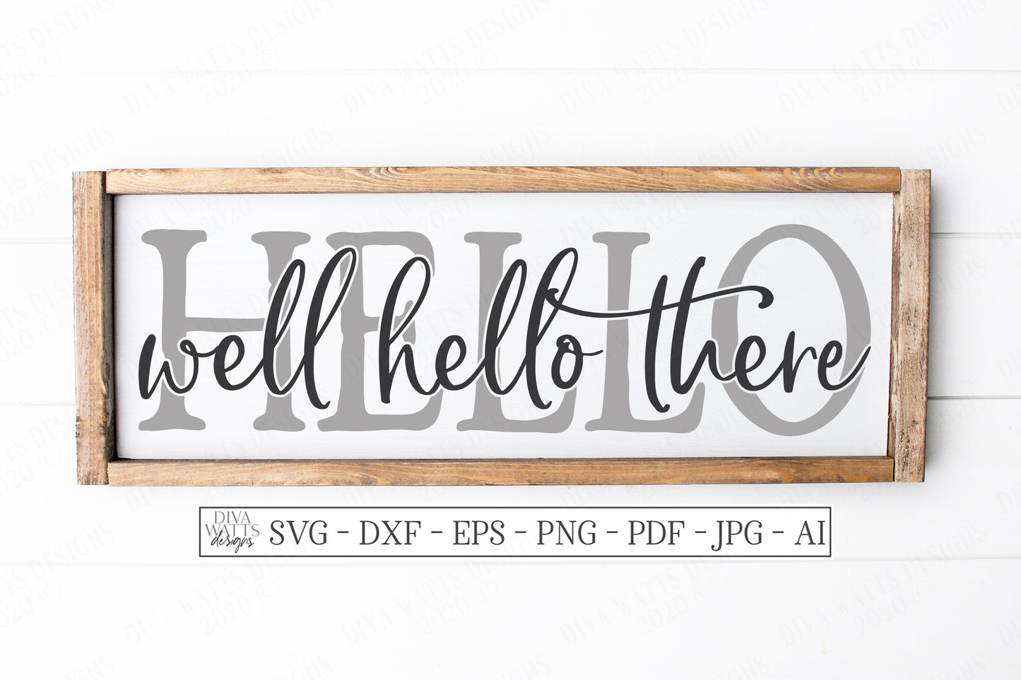 Well Hello There | Cutting File | Vinyl Stencil HTV | Farmhouse Rustic Sign | Greeting | Front Porch | Door | Mat | eps dxf | Welcome