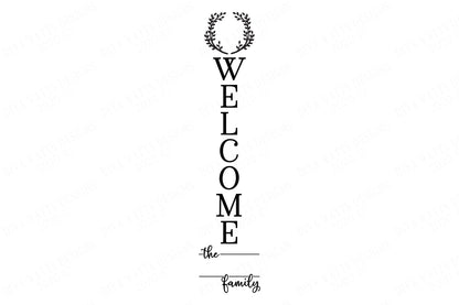 Vertical Welcome Sign with Monogram and Last Name | Leaning Porch Sign | Customize | SVG DXF eps png and more! | Digital Download