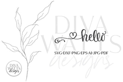 Hello With Heart Tail SVG | Farmhouse Design