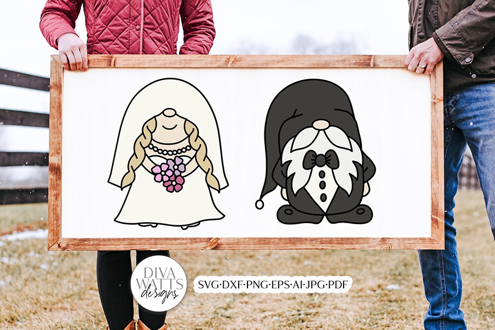 Wedding Gnomes SVG | Bride & Groom Designs