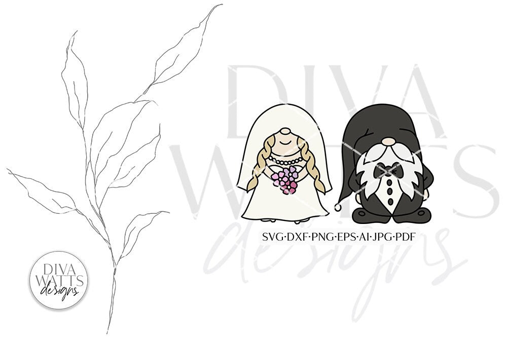 Wedding Gnomes SVG | Bride & Groom Designs