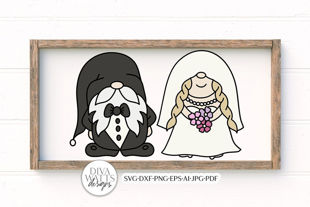 Wedding Gnomes SVG | Bride & Groom Designs