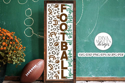 Football & Leopard Print Vertical SVG | Porch Sign Design | 2 Sizes Included!