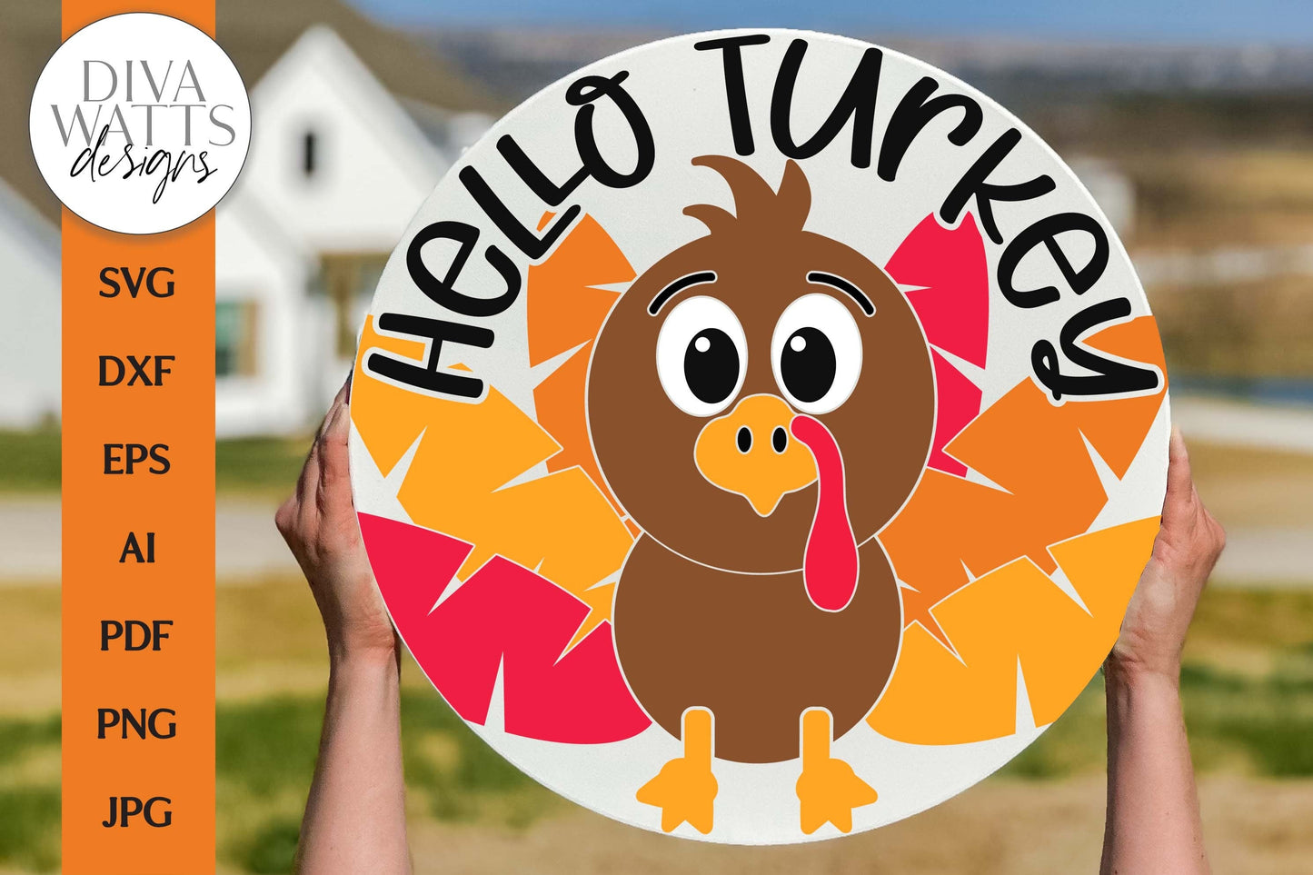 Hello Turkey SVG | Thanksgiving Door Hanger Design
