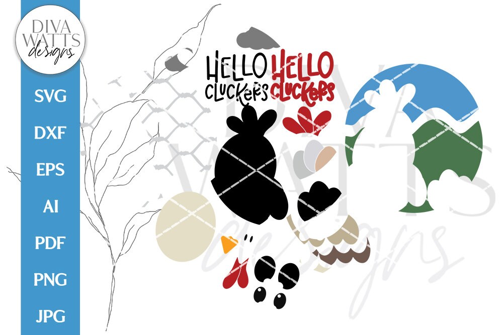 Hello Cluckers SVG | Farm Chicken Door Hanger Design