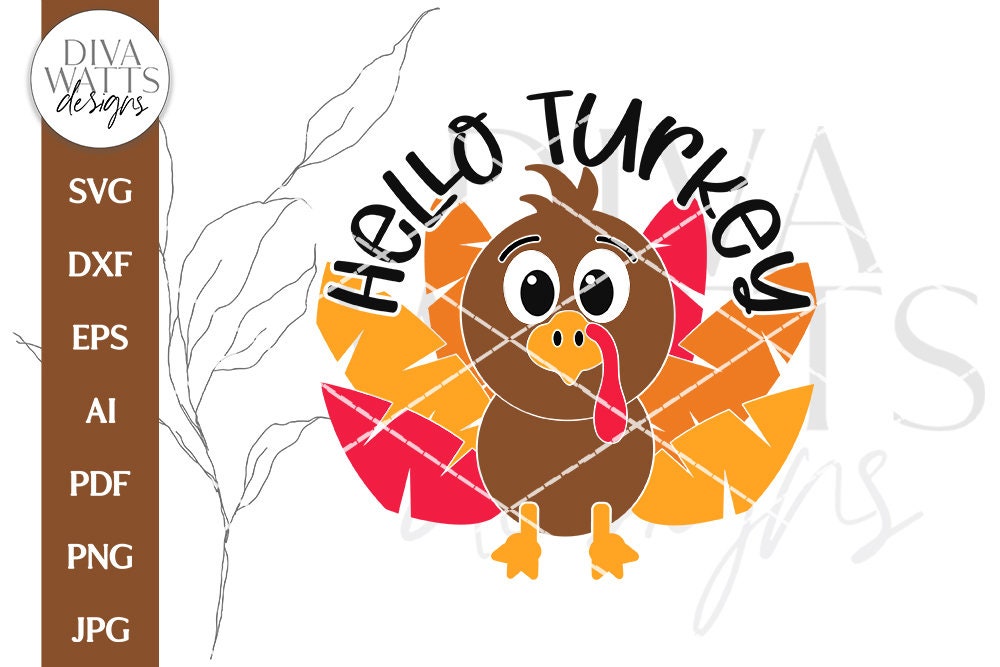 Hello Turkey SVG | Thanksgiving Door Hanger Design