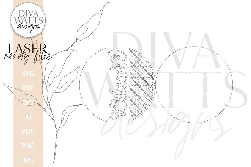 Welcome With Houndstooth Bottom Glowforge SVG | Door Hanger For Laser