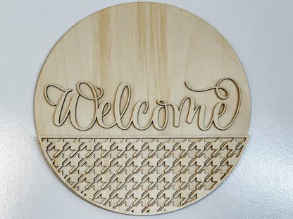 Welcome With Houndstooth Bottom Glowforge SVG | Door Hanger For Laser
