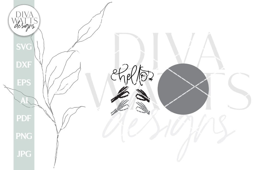 Hello Skeleton SVG For Halloween Door Hanger SVG For Halloween Front Door Sign For Halloween Skeleton Hands SVG Hello Halloween svg For Door