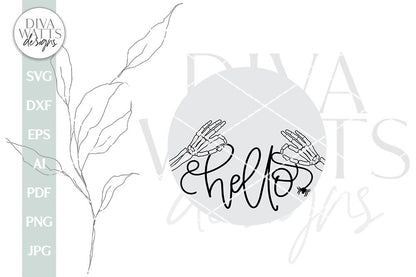 Hello Skeleton SVG For Halloween Door Hanger SVG For Halloween Front Door Sign For Halloween Skeleton Hands SVG Hello Halloween svg For Door