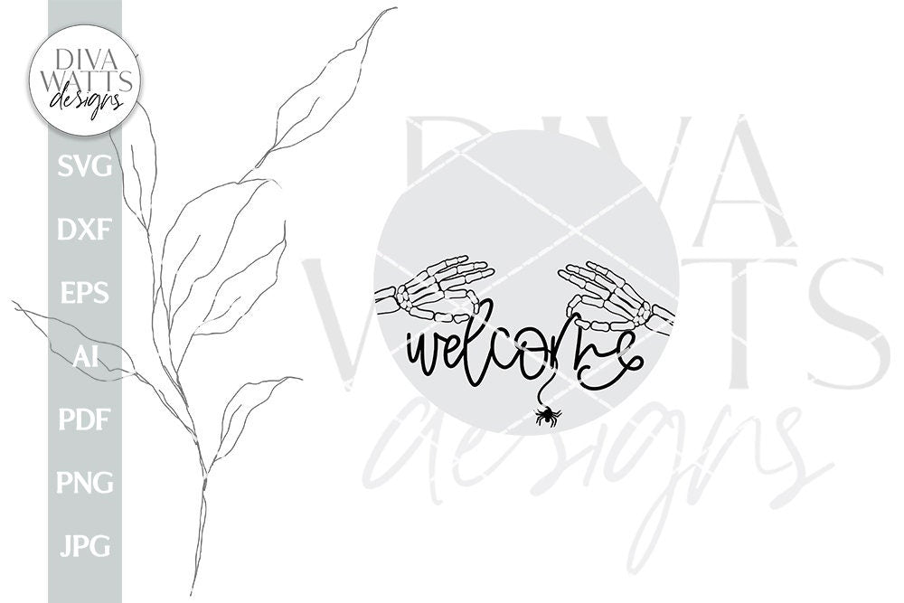 Welcome SVG Halloween Skeleton Hands Door Hanger Halloween Skeleton SVG Welcome Halloween Door Hanger SVG Skeleton Hands svg Fall Sign svg