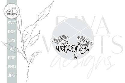 Welcome SVG Halloween Skeleton Hands Door Hanger Halloween Skeleton SVG Welcome Halloween Door Hanger SVG Skeleton Hands svg Fall Sign svg