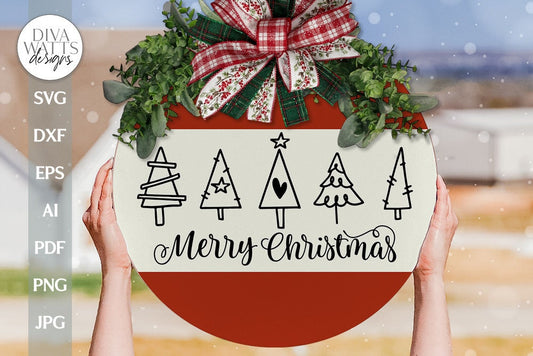 Merry Christmas SVG Christmas Trees SVG Christmas Door Hanger svg Farmhouse Christmas svg Rustic Christmas svg Tree SVG Christmas Tree Sign