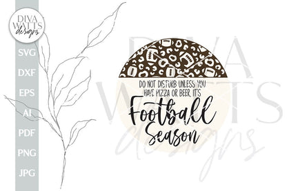 Football Season SVG Door Hanger SVG Football Sign svg Round Sign SVG For Fall Door Hanger svg Football Leopard Print svg For Fall