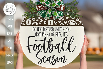 Football Season SVG Door Hanger SVG Football Sign svg Round Sign SVG For Fall Door Hanger svg Football Leopard Print svg For Fall