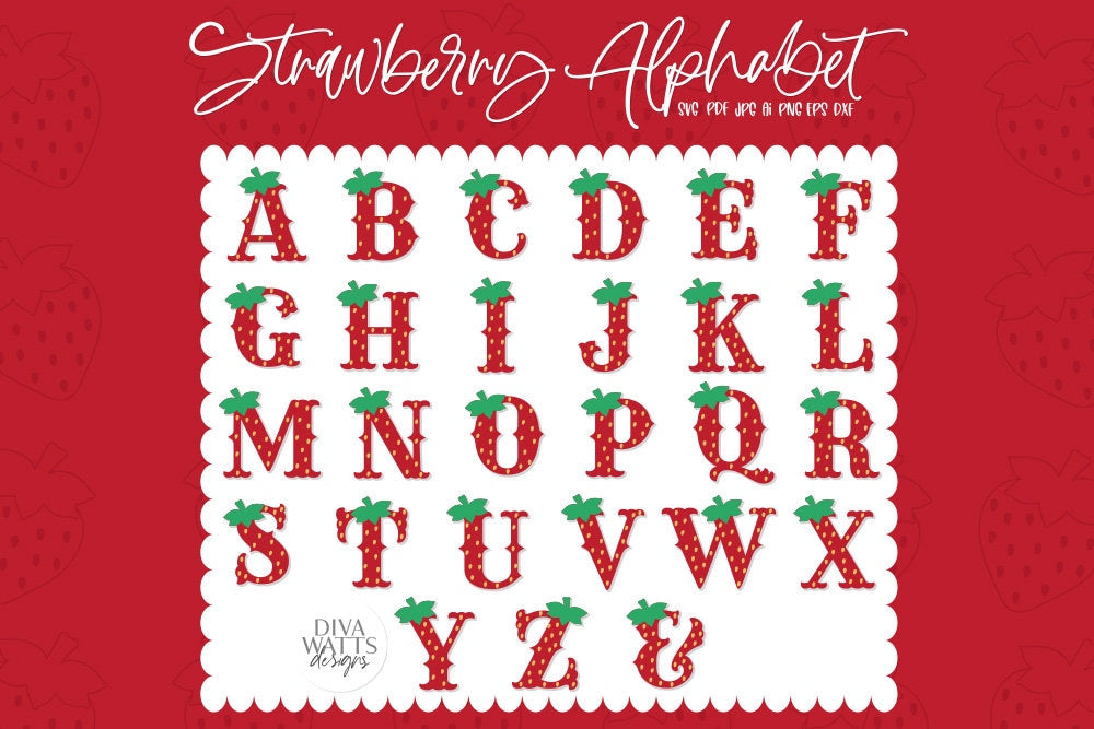 Strawberry Alphabet SVG Alphabet SVG Strawberry Letters SVG Strawberry svg Font Strawberry Letters For Shirt svg Strawberry Word svg Cricut