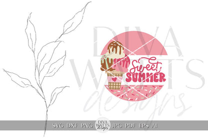 Sweet Summer SVG Summer Ice Cream Cone svg Door Hanger For Summer SVG Door Hanger SVG For Summer Sign Summer Round Sign svg Summer Round svg