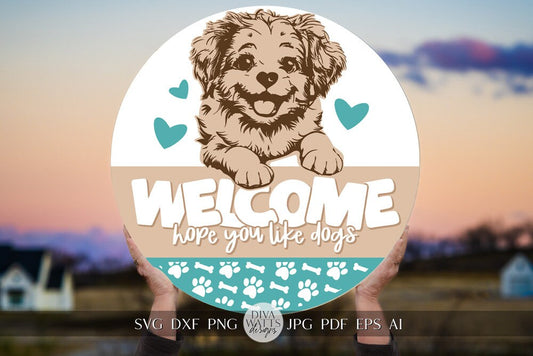 Welcome SVG Dog Lover's SVG Welcome Hope You Like Dogs Door Hanger Dog Lover Door Hanger Dog Welcome SVG Dog Door Hanger svg Funny Dog Sign