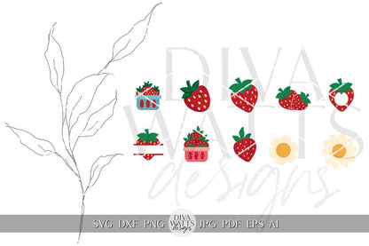 Strawberry Patch Mini Bundle SVG Strawberry SVG Strawberry Clipart Strawberries svg Set Strawberry Cricut svg Strawberry SVG Bundle