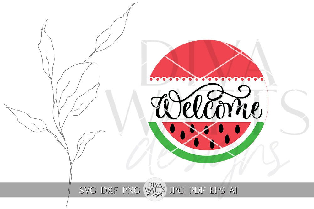 Welcome SVG Summer Watermelon svg Door Hanger For Summer SVG Door Hanger SVG For Summer Sign Summer Round Sign svg Watermelon svg Cricut svg
