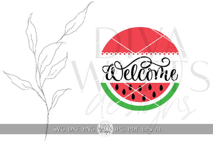 Welcome SVG Summer Watermelon svg Door Hanger For Summer SVG Door Hanger SVG For Summer Sign Summer Round Sign svg Watermelon svg Cricut svg