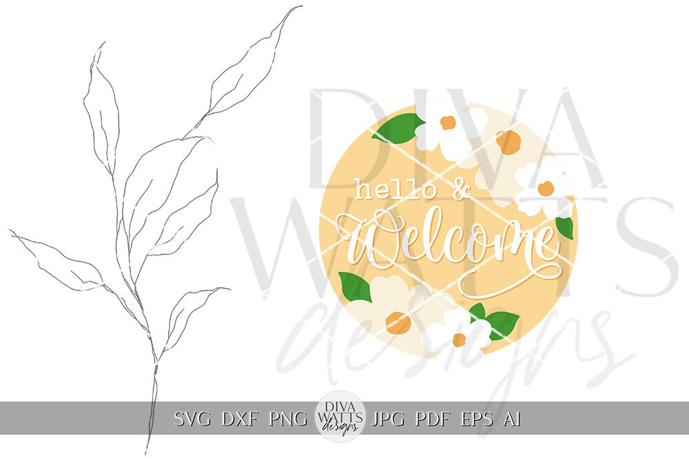 Hello and Welcome SVG Daisies Welcome Sign svg Floral Welcome Sign svg Flower Door Hanger svg Spring Sign svg Cricut svg Spring Flowers svg