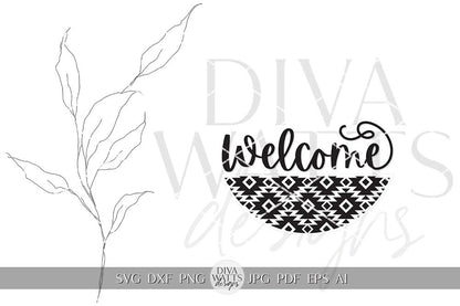 Welcome SVG Southwest Pattern svg Door Hanger SVG Aztec Pattern SVG Round Door hanger svg Aztec pattern Sign svg Cricut svg for Welcome Sign