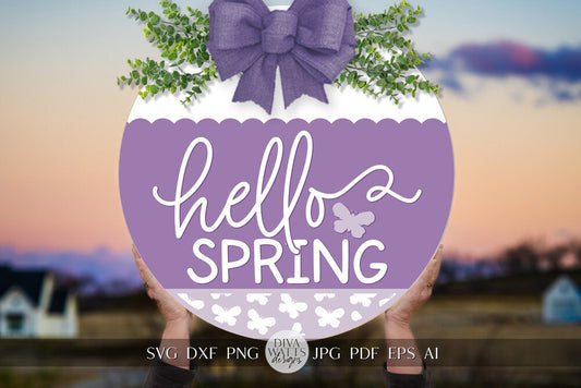 Hello Spring SVG Spring Door Hanger SVG Spring Sign svg Spring svg Spring Butterfly svg Spring Floral svg Cricut Welcome svg Cricut SVG