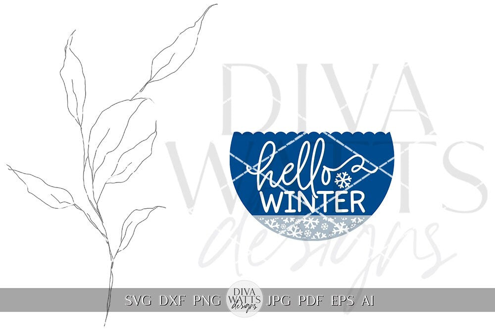 Hello Winter SVG Door Hanger SVG Winter Door Hanger svg Christmas Door Hanger svg Christmas Sign svg Winter Sign SVG Cricut Winter svg
