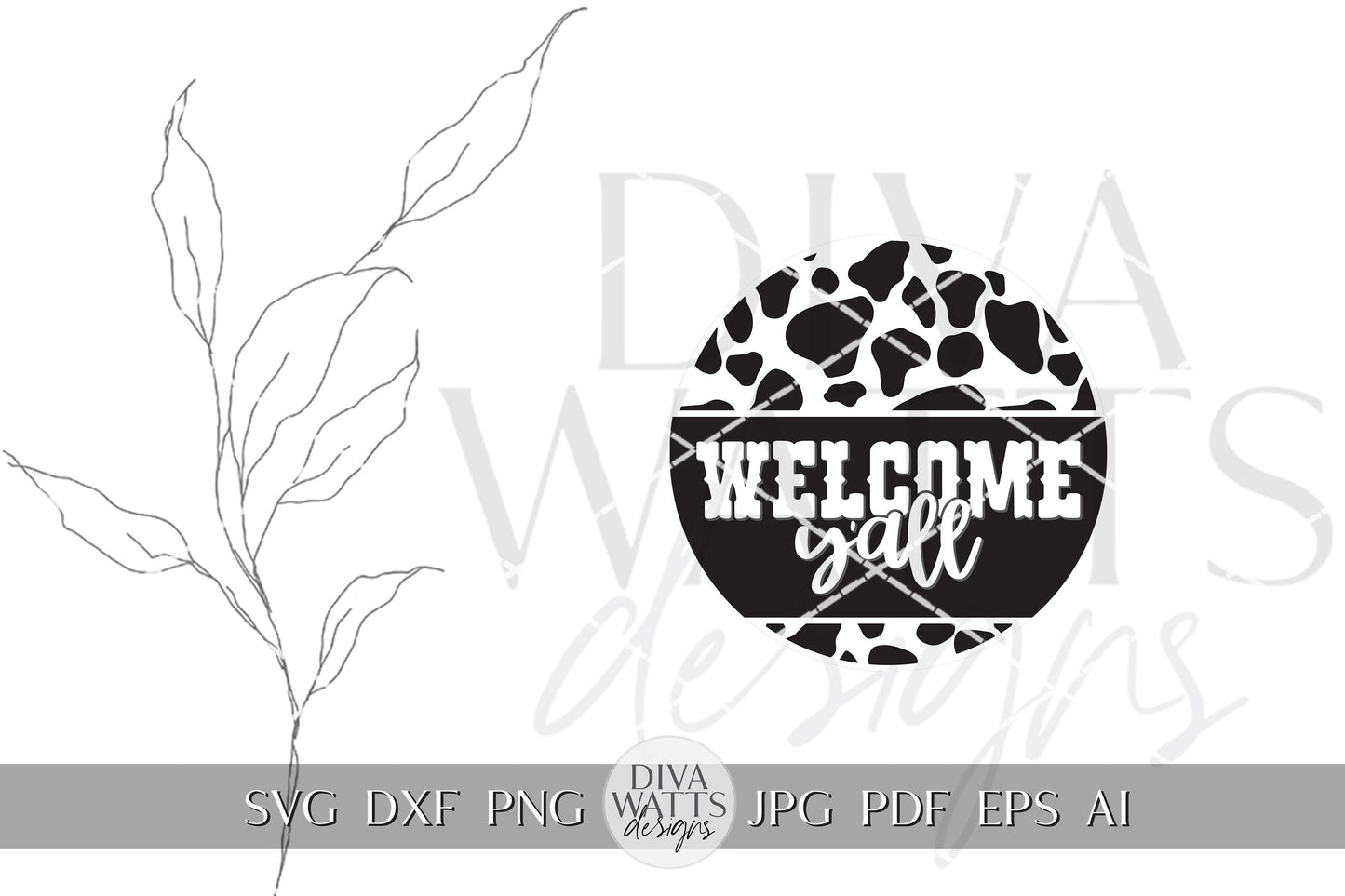 Welcome Y'all SVG Western Cowhide Door Hanger Design Cow Print SVG Welcome SVG Welcome Western svg Cricut svg for Door Hanger Sign svg