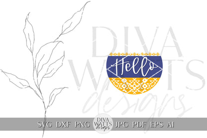 Hello SVG Southwest Pattern svg Door Hanger SVG Aztec Pattern SVG Round Door hanger svg Aztec pattern Sign svg Cricut svg for Welcome svg