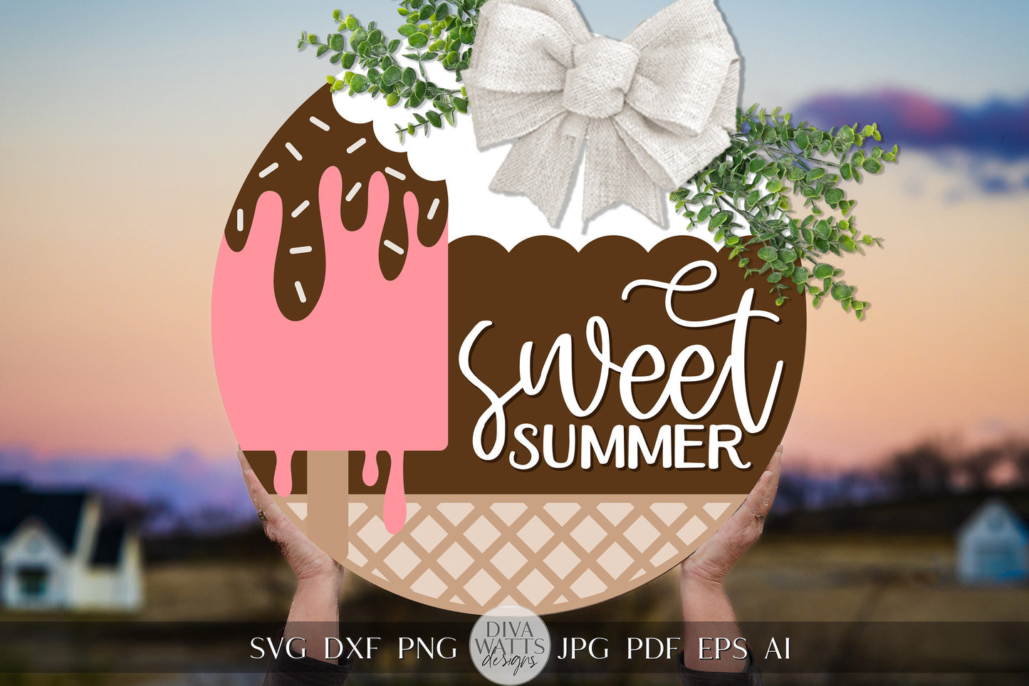Sweet Summer SVG Summer Popsicle svg Door Hanger For Summer SVG Door Hanger SVG For Summer Sign Summer Round Sign svg Summer Round svg