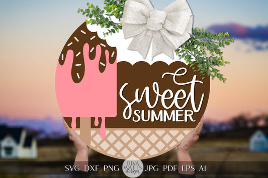 Sweet Summer SVG Summer Popsicle svg Door Hanger For Summer SVG Door Hanger SVG For Summer Sign Summer Round Sign svg Summer Round svg