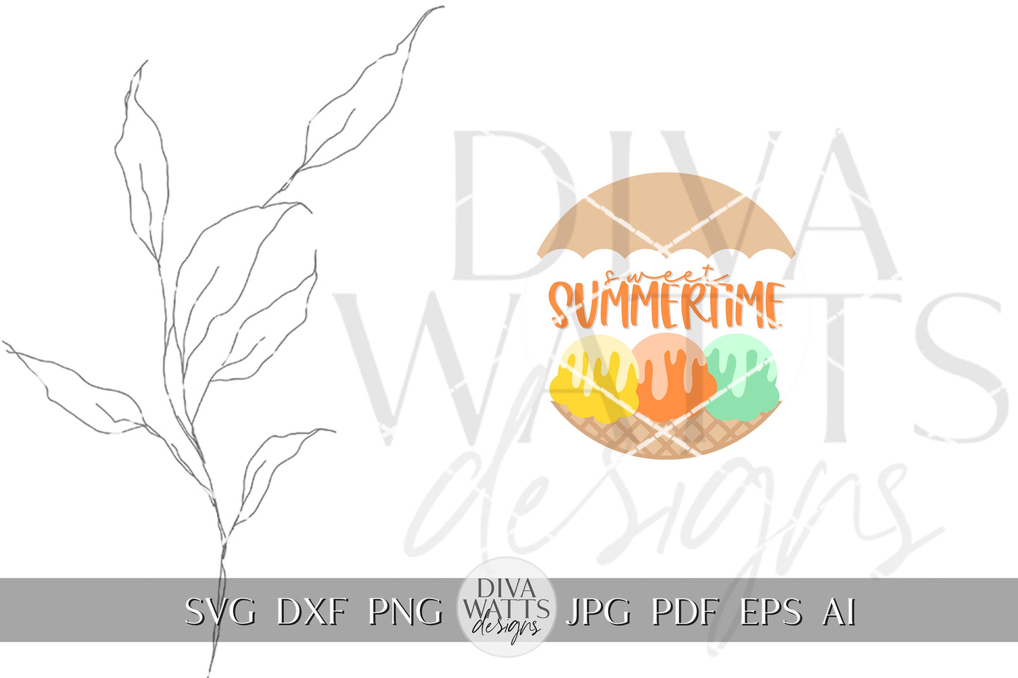 Sweet Summertime SVG Summer Ice Cream svg Door Hanger For Summer SVG Door Hanger SVG For Summer Sign Summer Round Sign svg Summer Round svg
