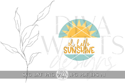 Oh Hello Sunshine SVG Summer SVG For Door Hanger svg Summer Door Hanger svg Summer Welcome svg Shining sun SVG Retro Welcome svg Cricut svg