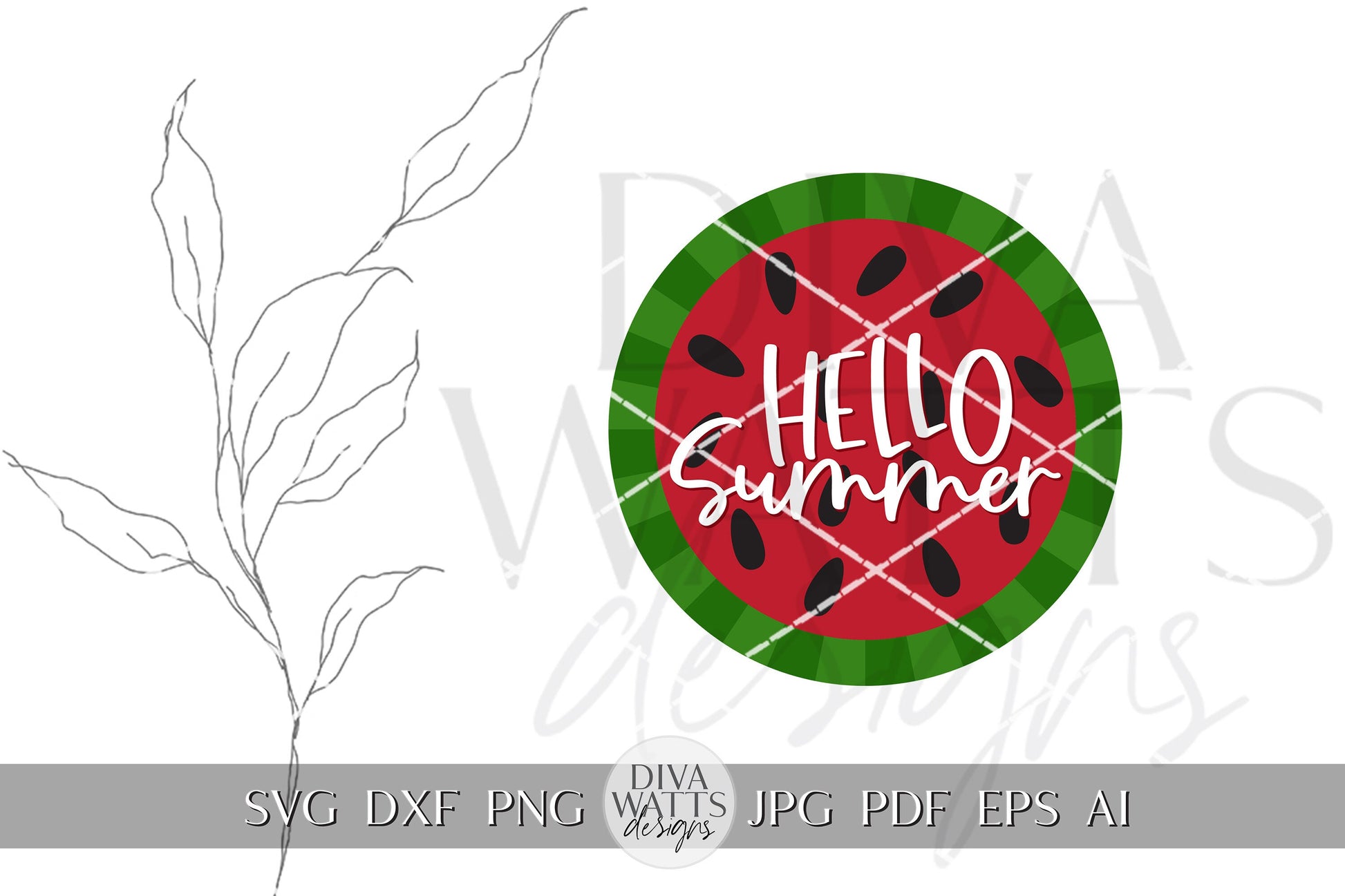 Hello Summer SVG Summer Watermelon svg Door Hanger For Summer SVG Door Hanger SVG For Summer Sign Summer Round Sign svg Summer Cricut svg